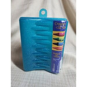 Vintage Eldon Crayon Saver Case Teal Blue Glitter Plastic Storage Box 577470